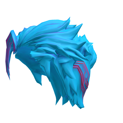 Messy light blue hair with a neon streak