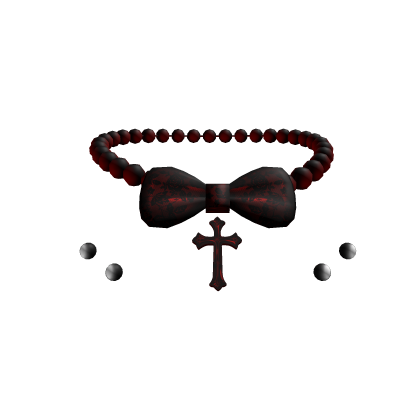 Red Gothic Lace Bow Cross Choker w/ Piercing