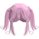 Long Pink Straight Cute Heart Pigtails Hair - RBCs