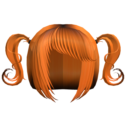 ♡ : orange & black wispy side bang curly pigtails Roblox item