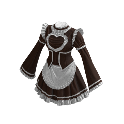 Maid Dress Cute Anime Classic Ruffle Brown & White