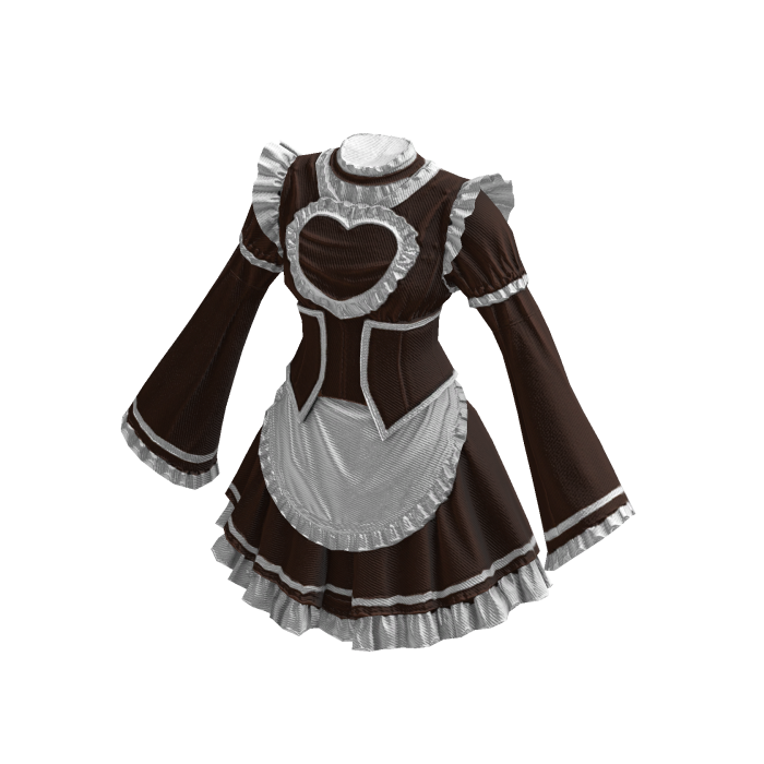 Maid Dress Cute Anime Classic Ruffle Brown & White