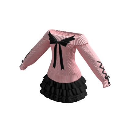 Bow Sweater Dress Pink Pastel Jirai Kei Chic Skirt thumbnail