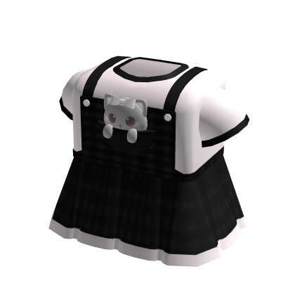 ♡꒰ plaid black grey kitty baby doll overall dress thumbnail