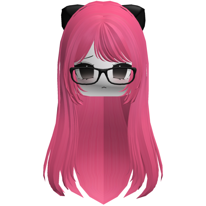 Cute anime hot pink hair moe face glasses