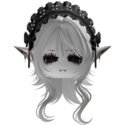 Gothic Vampire White Hair W/ears Dark Eye (Black) Roblox item