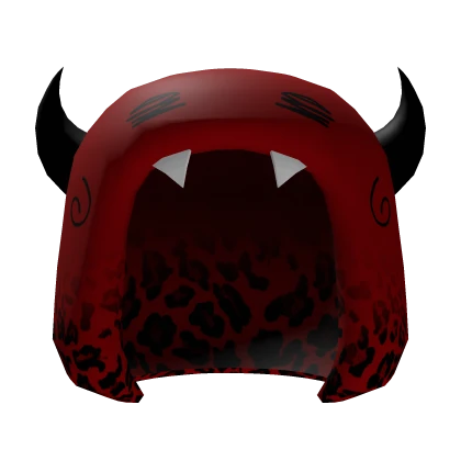 ✮ Scene Red Demon Leopard Print Monster Hat ✮ | Roblox