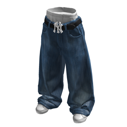 Baggy Denim Belted Jeans