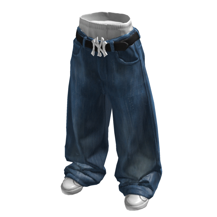Baggy Denim Belted Jeans
