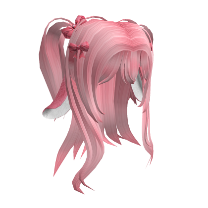 ♡Kawaii Pastel Pink Hair - Cute Bows - Bunny Ears♡ Roblox item