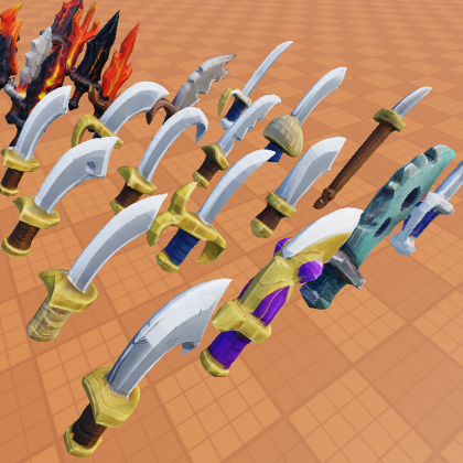 32 Free Low Poly Fantasy Sword & Weapon Models preview 1