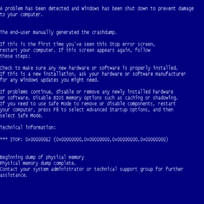 windows XP BSoD