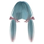 Blue and Pink Hair Pigtails with Bows Y2K