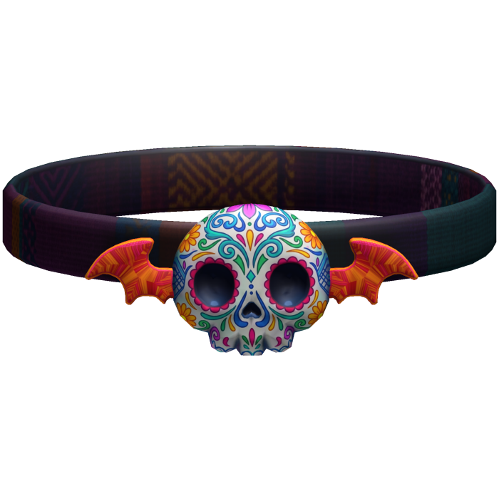 Dia De Los Muertos Sugar Skull Bat Thick Choker