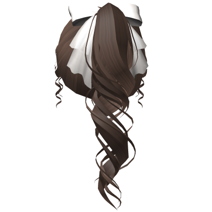 Brown Curly Ponytail w/ White Bow Roblox item