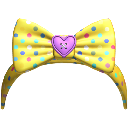 (18) Yellow w Violet Polka Bow Headband Roblox item