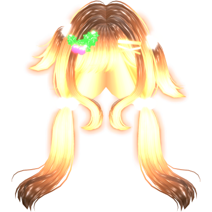 Kawaii Christmas Reindeer Pigtails in GlowingBrown