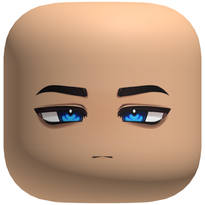 Cara de chico de anime cansado con bolsas de ojos (azul) - Roblox