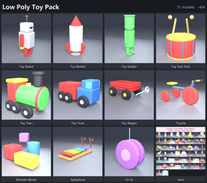 Low Poly Toy Pack x50 Kids Nursery Playroom preview 4