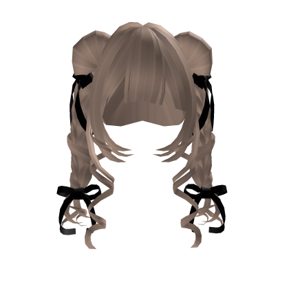 Blonde Doll Curly Pigtails With Black Bows