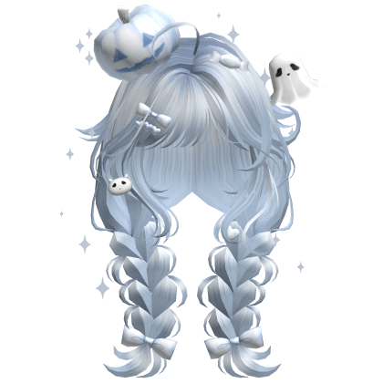 Halloween Cute Pumpkin Braids (Sky Blue) Roblox item