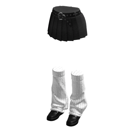 ℛ Mini Pleated Denim Skirt With Boots Black thumbnail