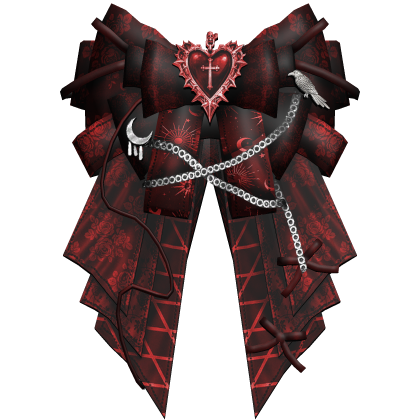 Red Emo Gothic Heart Hair Bow Ribbon Roblox item