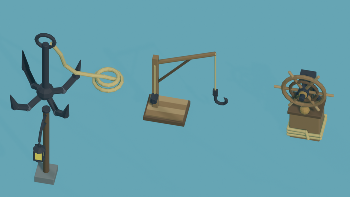 Low Poly Boat Dock Pack x40 Pirate Ship Beach preview 6