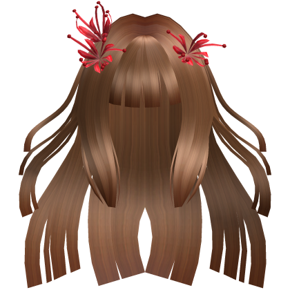 Lighter Brown Long Windy Hime Hair w/ Spider Lily