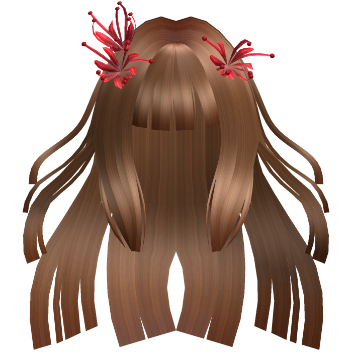 Lighter Brown Long Windy Hime Hair w/ Spider Lily