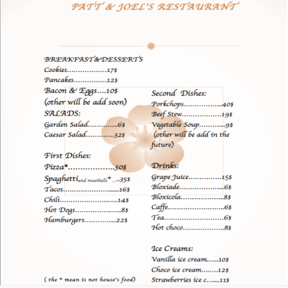 New Bloxburg food restaurant prices Roblox decal