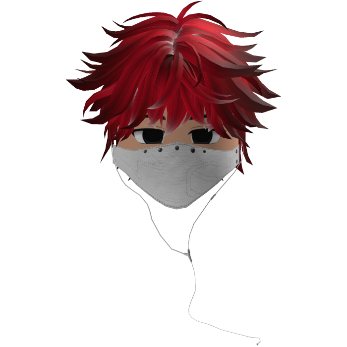 Cute Emo Boy Headphones Mask white Y2K ( red )
