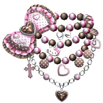 Kawaii Gyaru Polkadot Bow Necklace Chocolate Pink