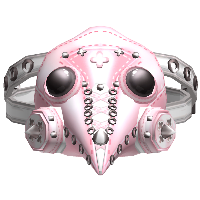 Cute Goth Plague Doctor Laced Up Mask Pink White
