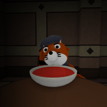 Felix eats his tomato soup.