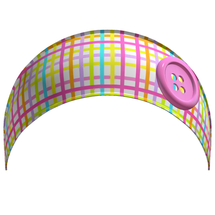 Rainbow Pastel Gyaru Plaid Button Headband