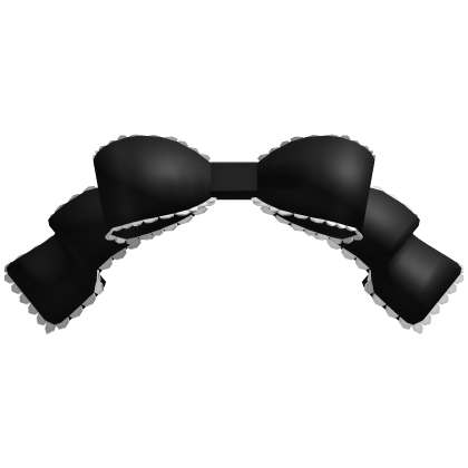 ♡ ꒰ sweet black doll head ruffled bow ribbon ꒱ Roblox item