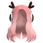 Classic Pink hair with winter Christmas antlers