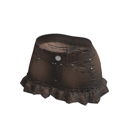 Y2K Brown Denim Ruffled Miniskirt thumbnail