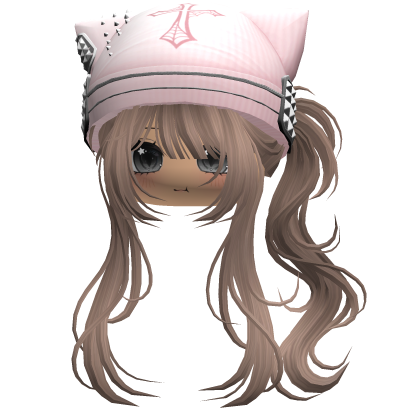 Messy Ponytail W/ Punk Kitty Cap Milktea Roblox item