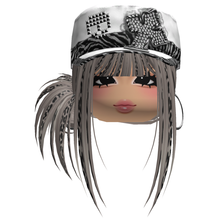Gyaru Side Bun Hair w/ Zebra Cap & Earrings