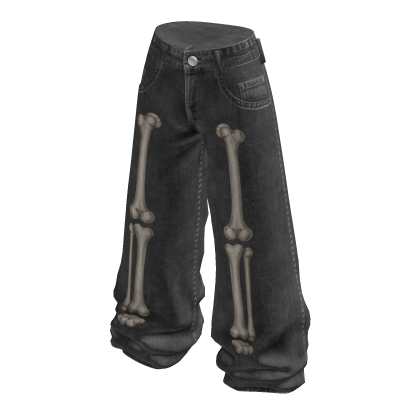 Baggy Pants with Bone Graphics (Charcoal)