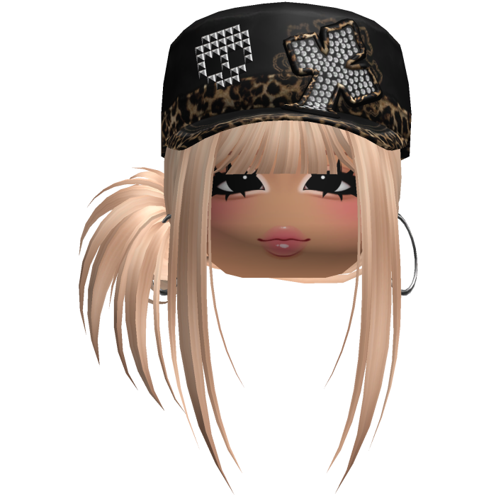 Gyaru Side Bun Hair w/ Cheetah Cap & Earrings