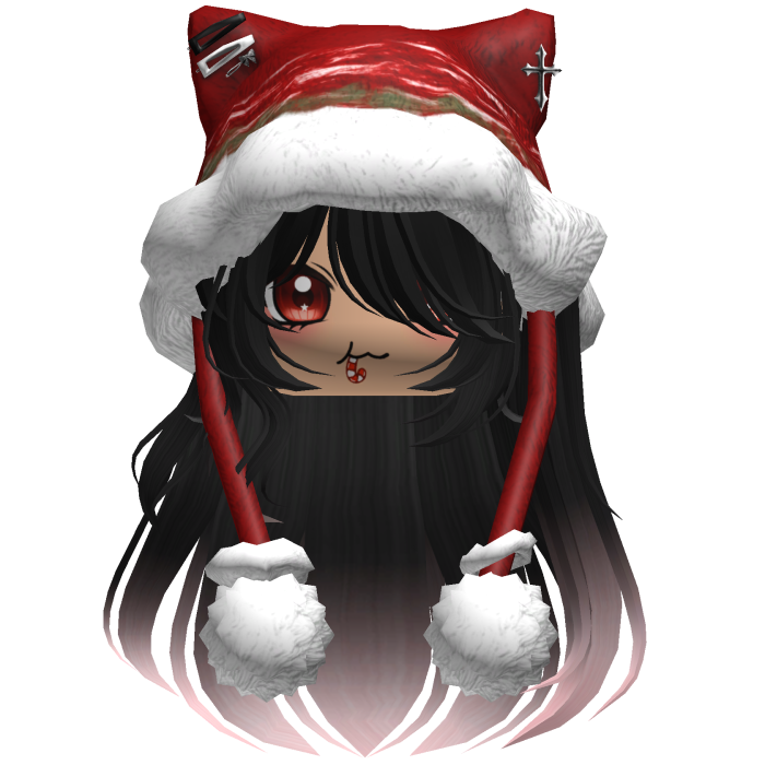 Long Black and Pink hair cute Christmas hat Y2k