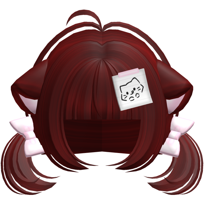 Cute Kawaii Kitty Note Pigtails in Red
