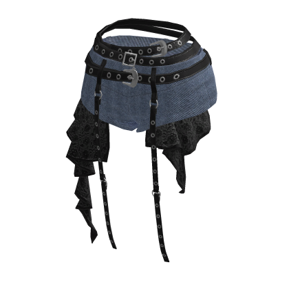 BB KPOP aespa Denim Belted Lace Shorts thumbnail