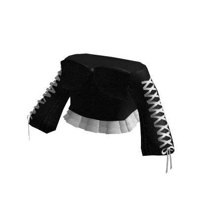 Off Shoulder Black Sweater w White Mini Skirt thumbnail