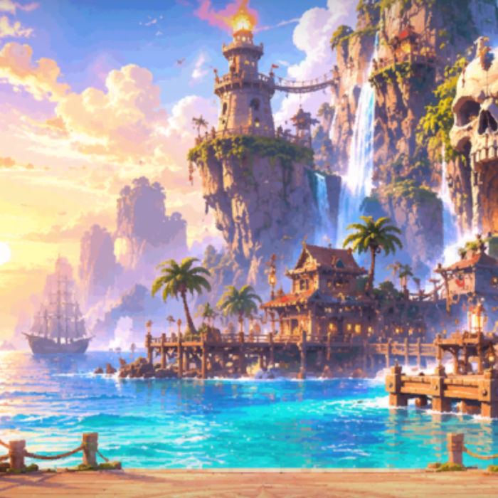 Pirate Paradise Tropical Fantasy Island Background