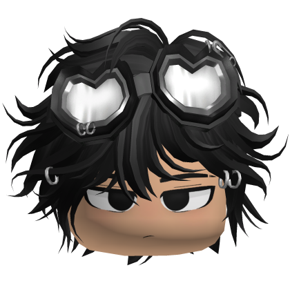 Anime Messy Boy Hair w/ Punk Goggles (Black) Roblox item
