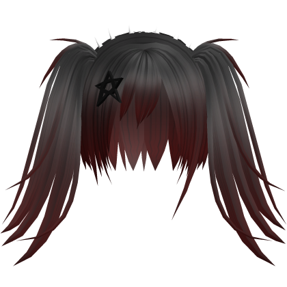 Red Fade Scene Vkei Long Pigtails w/ Star Clip Roblox item